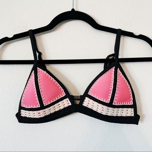 Triangl Farrah Pink Crochet Neoprene Bikini Top S
